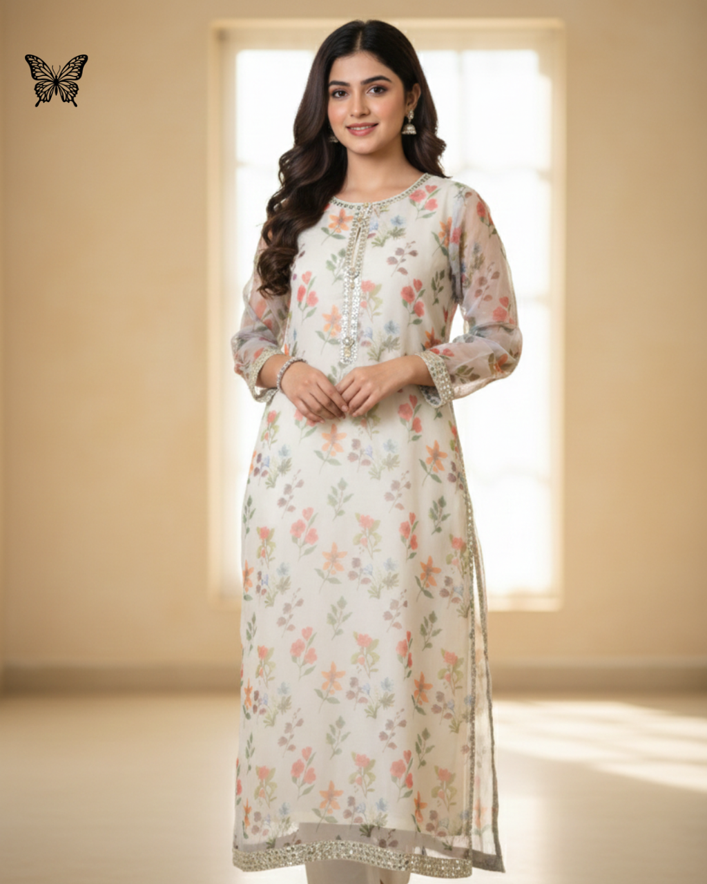 BR 5 Flora 3 Piece Pure Printed Organza